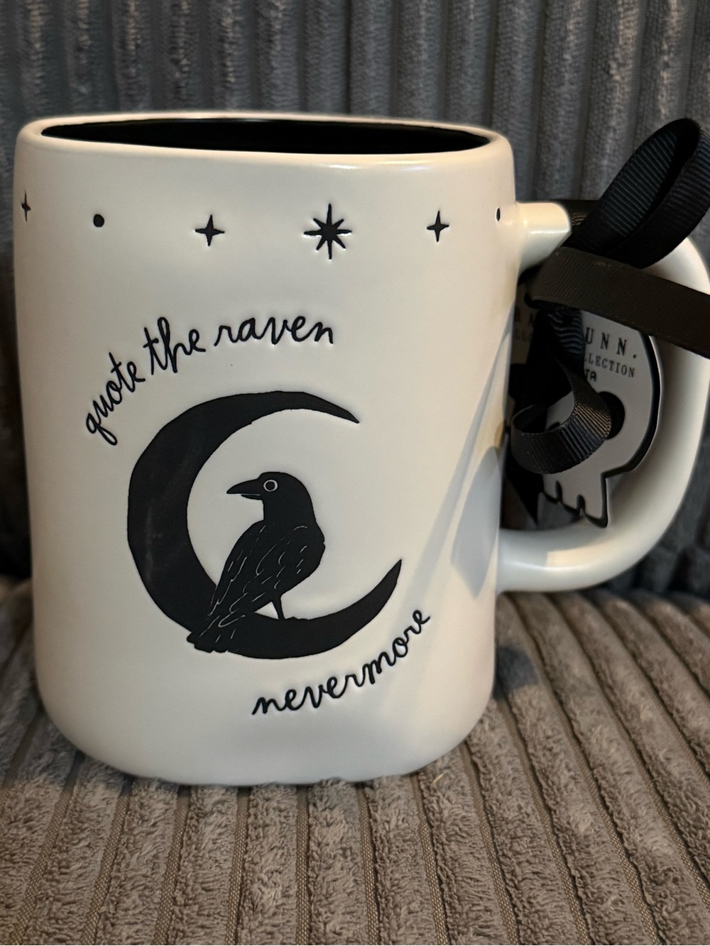 Rae Dunn Matte ‘Quote the Raven Nevermore’ Ceramic Mug in White and Black
